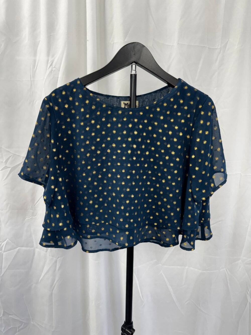 Show Me Your Mumu Candice Crop Top Teal Gold Polka Dot Sz M - Picture 3 of 10